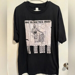 Star Wars Have You Seen These Droids Short Sleeved Black Tshirt Large C-3PO R2D2